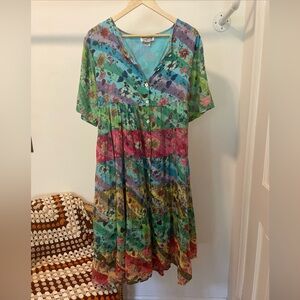 Vintage 60’s Styled By Saybury Floral Patchwork Tiered Day Dress
